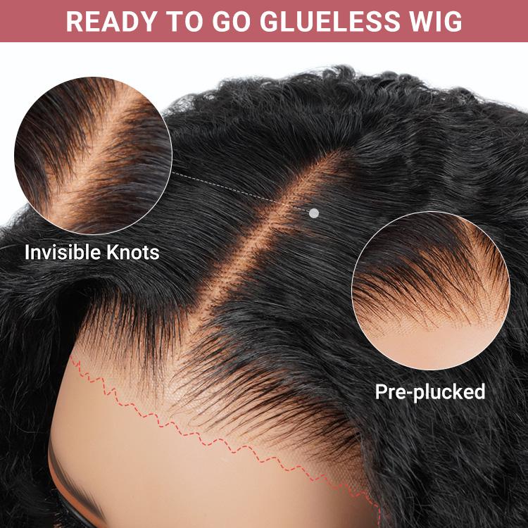Wiggins Hair Short Curly Wigs Popping Fluffy Curl 250% Density 7x4 Pre Cut Ready To Go Curly Glueless Wigs Ready To Wear Human Hair Beginners Glueless Wig Outdoorfun 4