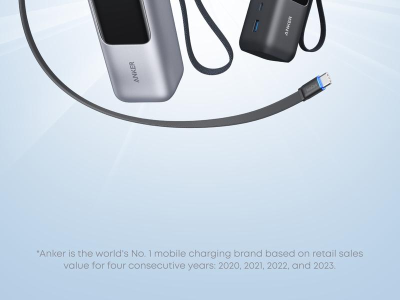 Anker Power Bank 25K 165W with Built-In and Retractable