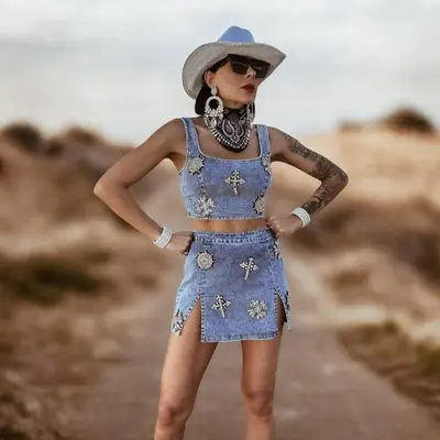 Denim Diamond Outfit Women's Denim And Diamonds Formal Attire