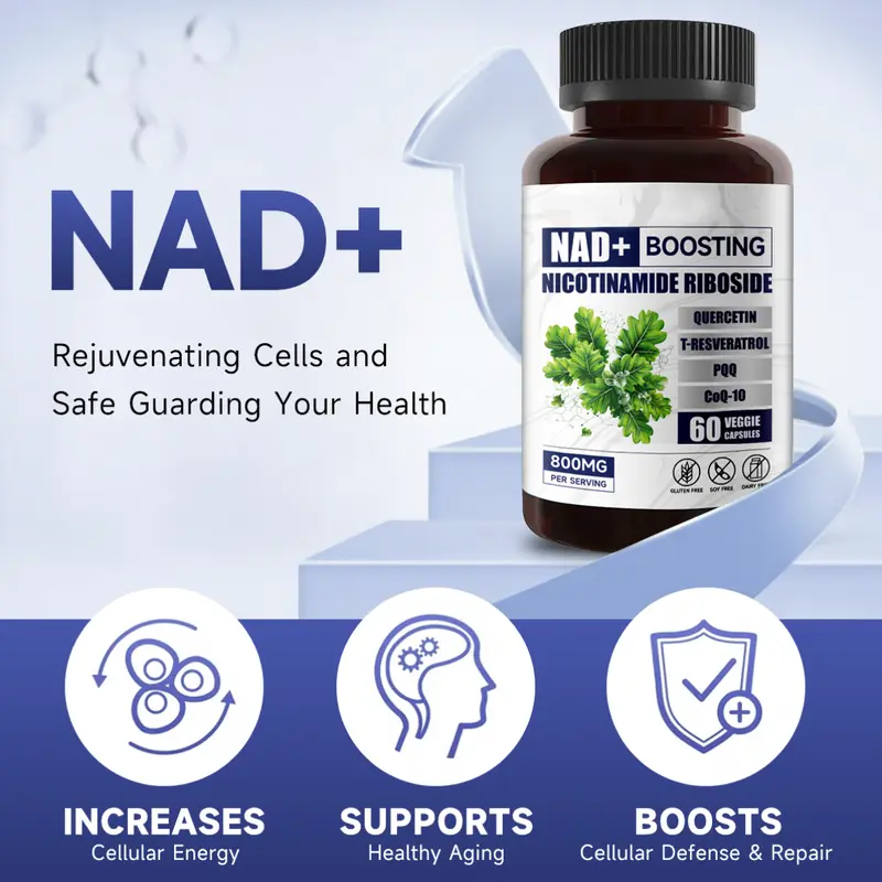 Product Introduction of PLAIRMOI NAD+ Supplement 800mg Advanced | Highest NAD Pontecy | Max Absorption | Pure NAD Supplement | NR Supports Cellular Energy Metabolism & Repair, Vitality, Healthy Aging of Heart, Brain & Muscle | Nad with Resveratrol,Quercetin,PQQ,CoQ10 | 60 Caps. 13