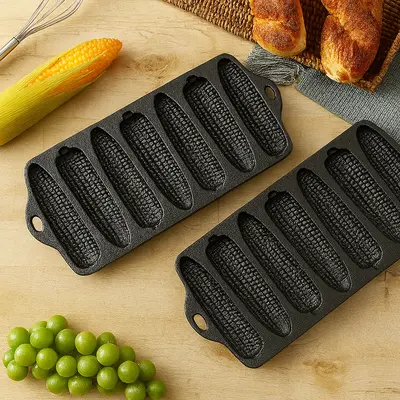 Carolina Cooker Cast Iron Divided Cornbread Skillet Cornbread Pan