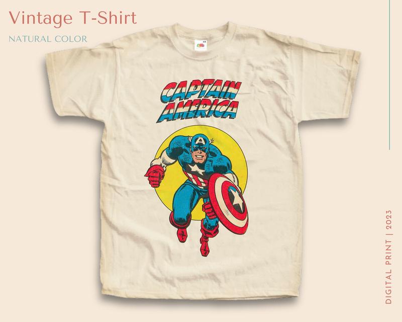 TikTok Shop Vintage Tshirt Capitan America Natural Color Men Woman Unisex T shirt Sizes S M L Xl 2xl 3xl 4xl 5xl