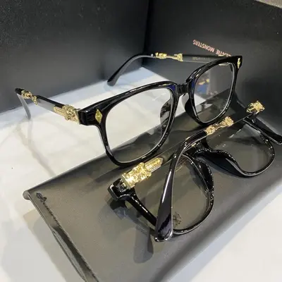 Chrome heart glasses Mens Luxury Black And Gold Eye good Glasses Retro Gothic Square