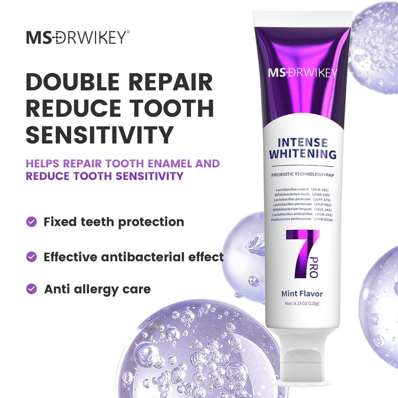 Product Introduction of MSDRWIKEY 3-Pack Toothpaste Combo | 7Pro Fresh Formula | Fluoride-Free Enamel Repair & Sensitive Teeth Care | Fresh Mint 5