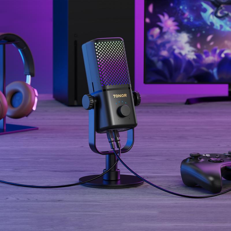 TONOR TCX3 Xbox Gaming Microphone - RGB Condenser Streaming Mic with ...