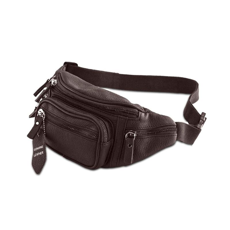 TikTok Shop Fanny Pack Waist Bag Multifunction Genuine Leather Hip Bum Bag Travel Pouch for Men and Women Multiple Pockets Sturdy Zippers Ideal for Hiking Running And Cycling