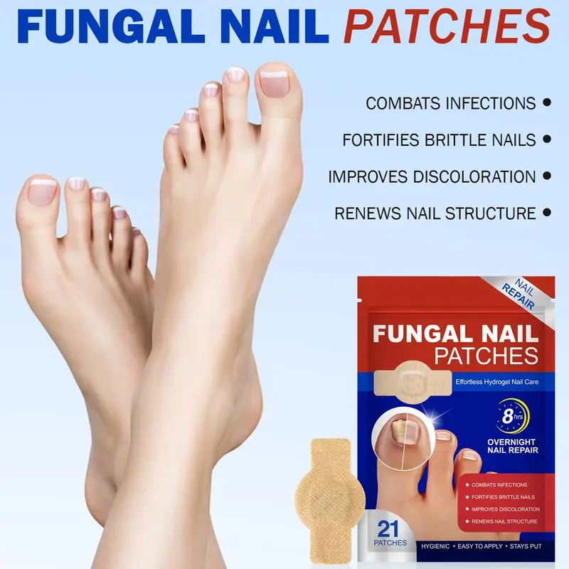 Product Introduction of 21pcs/box Fungal Nail Patches, Nail Health Care Patches, Nail Fungus Care Patches, Suitable for Solving Fungal Nails and Other Nail Problems, Nail Supplies, Daily Care Nails Kit Set 13