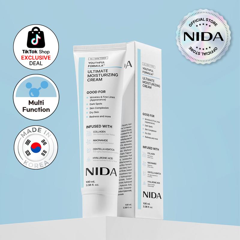 NIDA Youthful Formula Ultimate Moisturizing Cream (100mL) / Collagen, Niacinamide, Centella Asiatica, Hyaluronic Acid / Wrinkles, Dark Spots, Skincare 0