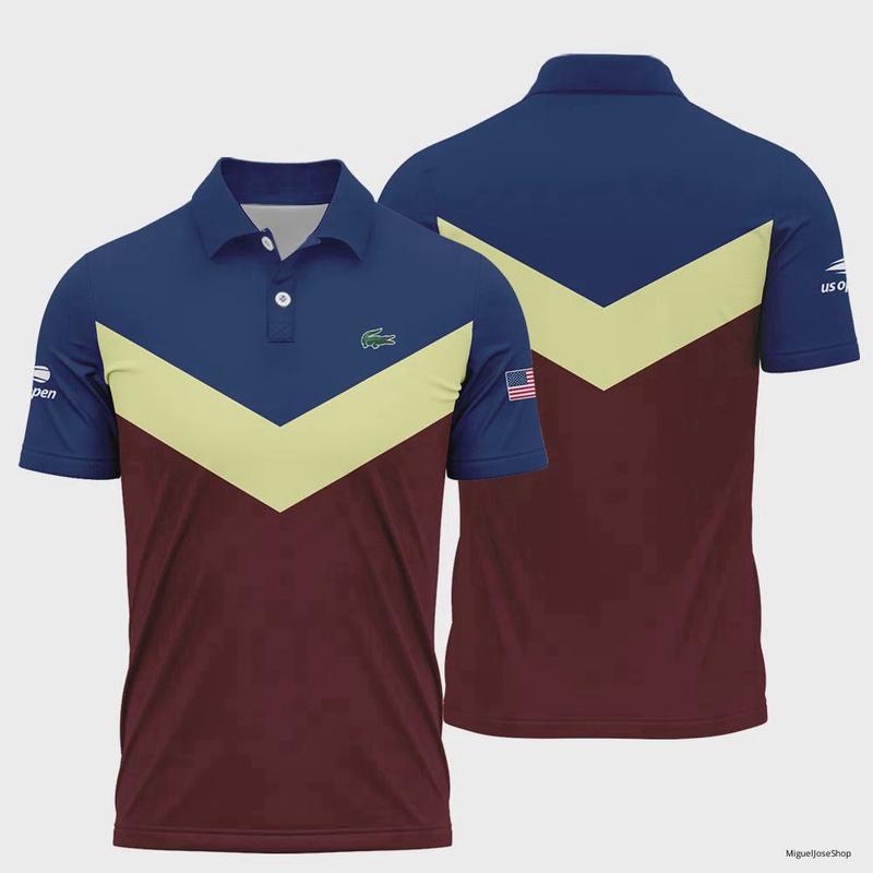 TikTok Shop Lacoste US Open Tennis Blue Red Yellow Background Polo Shirt Style Classic