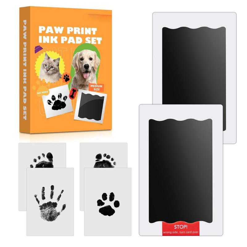 Paw Print Kit for Dog Cats, 2 Inkless Print Pads, 4 Imprint Cards ...