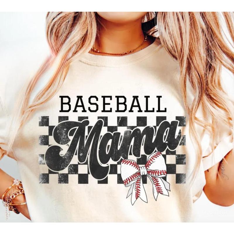 Baseball Checkered Mama Tee Baseball Checkered Mama Tee