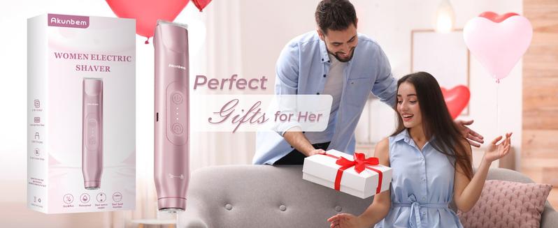 Product Introduction of Akunbem Bikini Trimmer for Women, Electric Shaver and Razor Rechargeable 2-in-1 Body and Facial Epilator, Dual Heads for Painless Trimming of Pubic Hair, Face, Underarms and Legs, IPX7 Waterproof. Christmas Gift New Year Gift Shaving Grooming 6