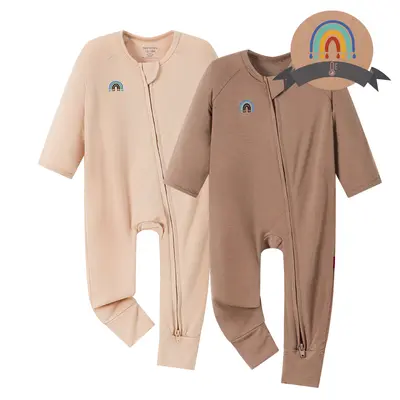 Bamboo 2-way Zippy Romper w/rollover cuffs (Soft Sand) Bamboo 2-way Zippy Romper w/rollover cuffs (Soft Sand)