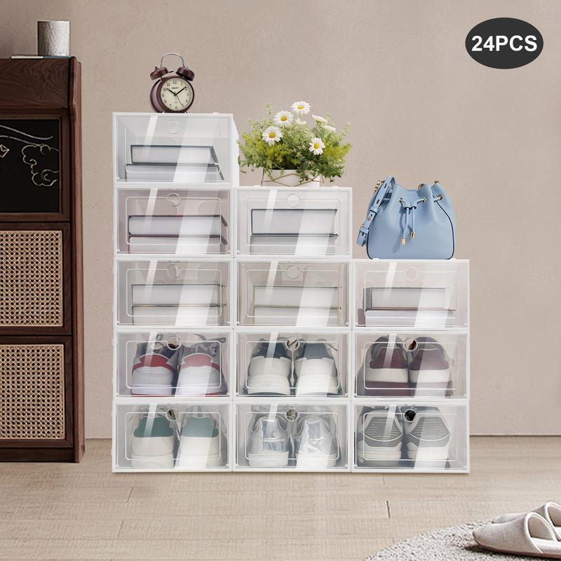 24 Pack Shoe Storage Boxes, Stackable Clear Boxes With Doors - TikTok Shop