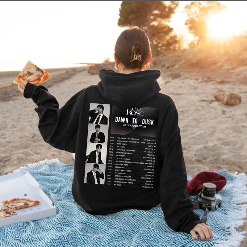 TikTok Shop The Rose Dawn To Dusk Tour 2023 Zip Hoodie The Rose Kpop Shirt Dual Rock Album Shirt Woosung Dojoon Hajoon Jaehyeong Shirt