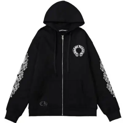 The store latest horseshoe printed high -end hooded sweater plus velvet