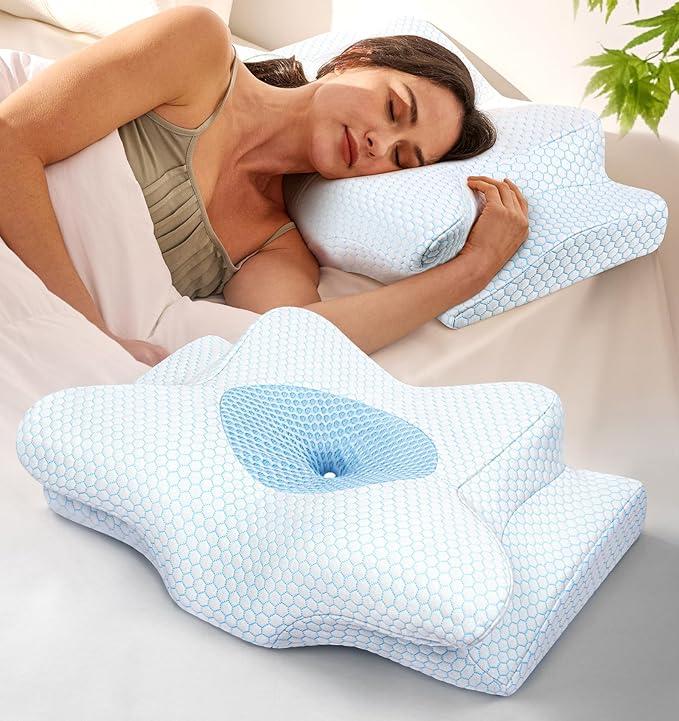 TikTok Shop Dream Without Pain Cervical Neck Pillow for Sleeping Ergonomic Contour Side Sleeper Pillows for Adults Cooling Orthopedic Pillow for Neck Relief Support Memory Foam Pillows Back Stomach Sl...