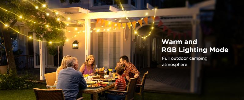 Lumières étanches OGERY – lampes de camping LED 4-en-1 et guirlandes lumineuses de camping pour usage extérieur