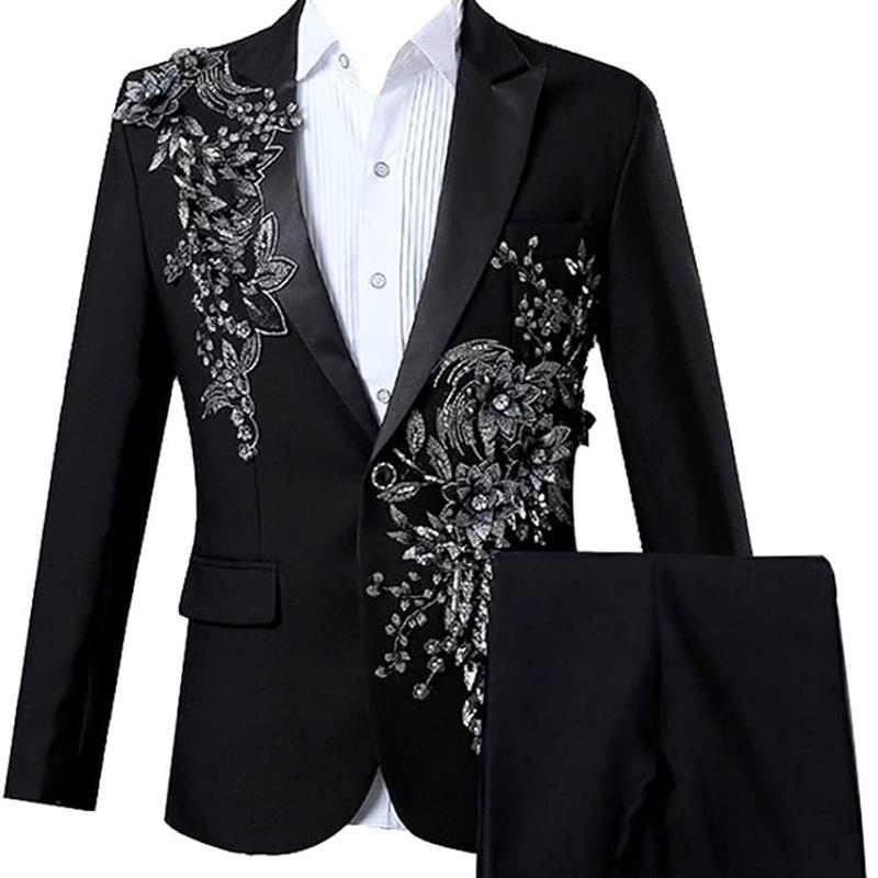 Embroidered suit jacket mens best sale