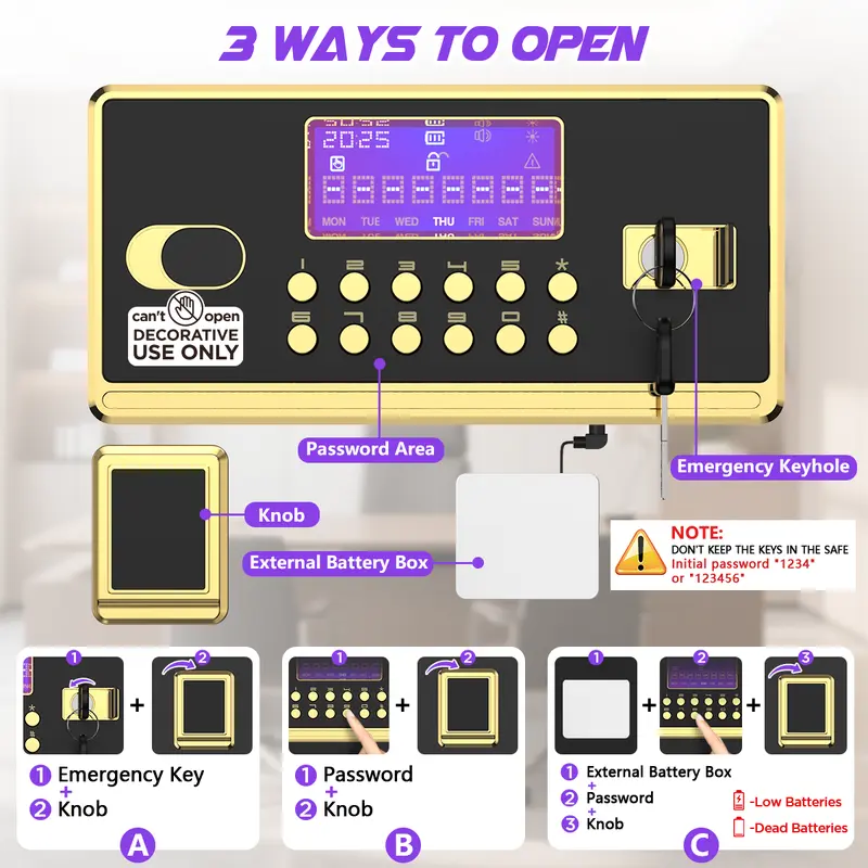 Product Introduction of TNTANTS 5.3 - 5.5 Cuft Large Safe Box. Digital Board. With Fireproof Document Bag & Alarm System for Home or Office Security. for Cash Jewerly Lock Adjustable Shelf 6