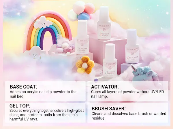 Product Introduction of AZUREBEAUTY 32 Colors + 10 Tools Dip Powder Nail Starter Kit, No UV Lamp All Season All-in-One Set, DIY Manicure at Home, Springtok Nail Care Nail Product 2