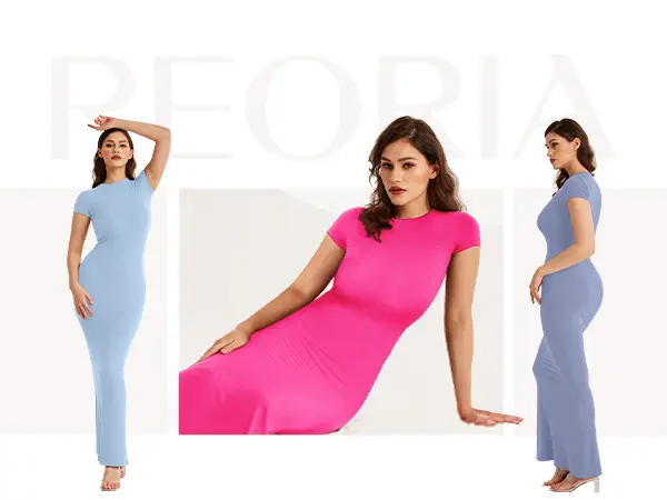 Product Introduction of BOGO REORIA Summer Beach Vibes Dresses Women's Casual Lounge Long Dress Outdoorfun Elegant Shortsleeve Basic Crewneck Maxi Dresses Lady Womenswear 7