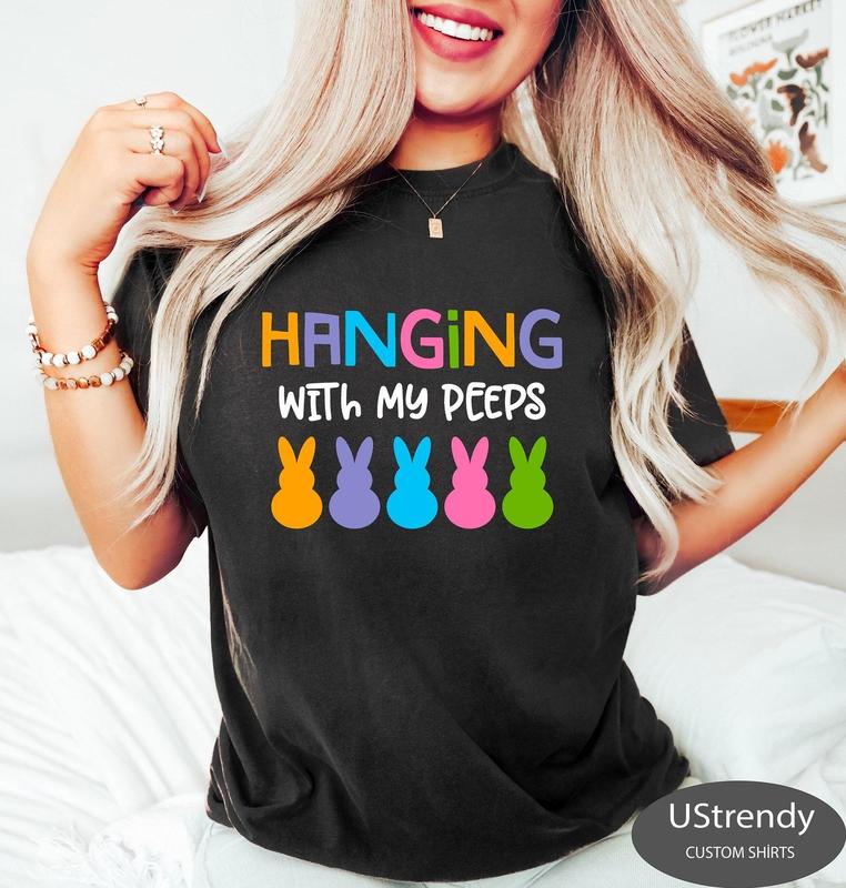 Cute Hanging With My Peeps Happy Easter T Shirt Top Cute Hanging With My Peeps Happy Easter T Shirt Top