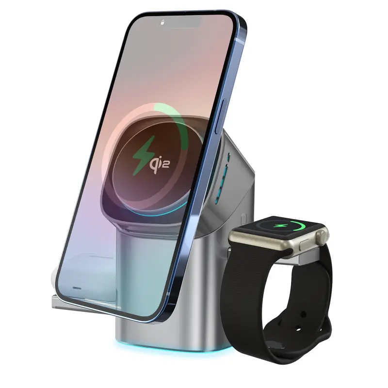 Three in one wireless charger, fast charging, Qi2 certified, suitable for, iPhone,iWatch, AirPods headphone charging stations, touch pop-up charging, easy to carry wireless charger,Wireless Multi-Device Charging touch pop-up charging 7