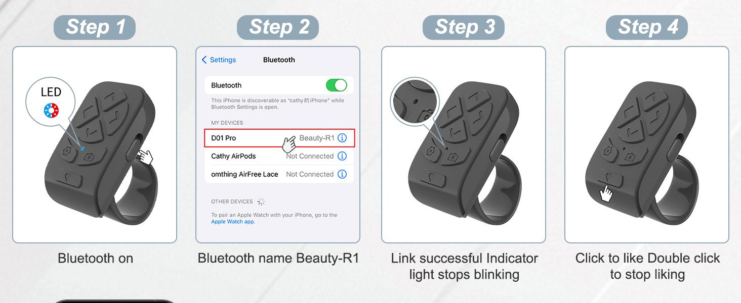 Bluetooth Scrolling Ring Remote for TikTok & More
