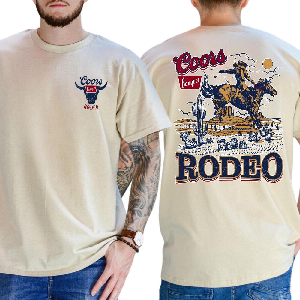 2 Side- Coors Banquet Rodeo Hoodie Coors T shirt- Clothing- Unisex Tshirt- Trendy Cotton Menswear Top Classic Collar Fitted men gifts