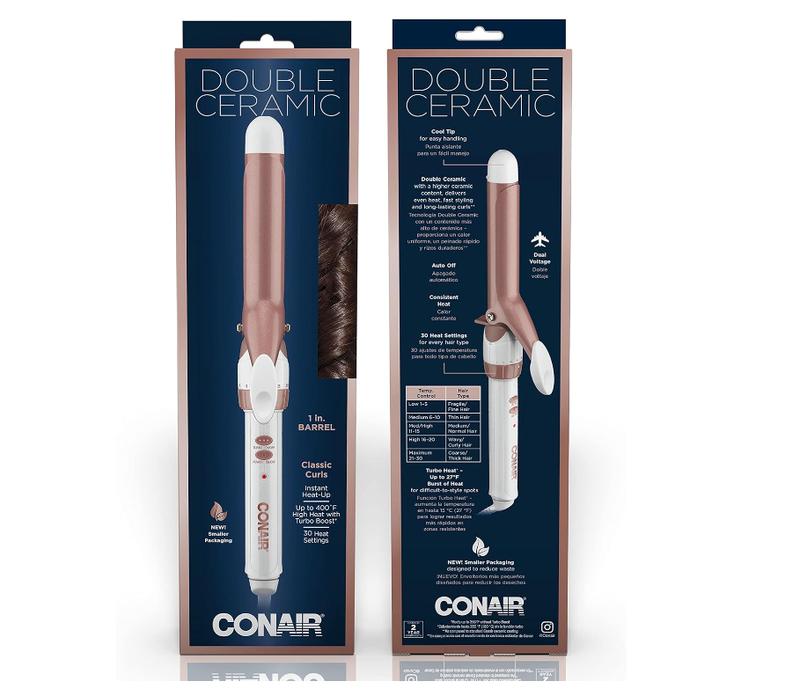 TikTok Shop Conair Double Ceramic 1 Inch Curling Iron 1 inch barrel produces classic curls for use on short medium and long hair