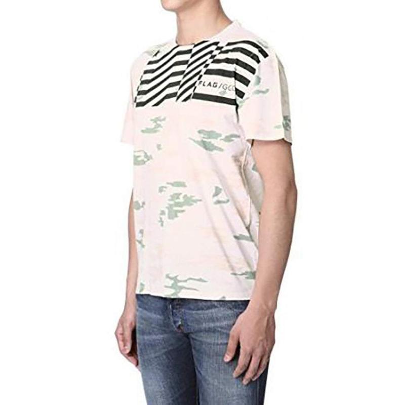 TikTok Shop Golden Goose Men s GGDB Flag Camouflage Graphic T Shirt in Cream