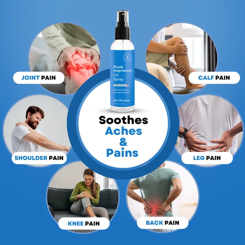 Product Introduction of Zen Routine: 4oz Pure Magnesium Oil Spray, USP Grade Magnesium Chloride for Sleep Muscle Spasm Cortisol Body Odour & Stress Relief - Made in USA 1