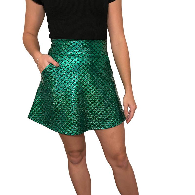 Green holographic skirt best sale