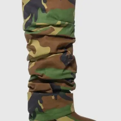 Army fatigue knee high boots best sale