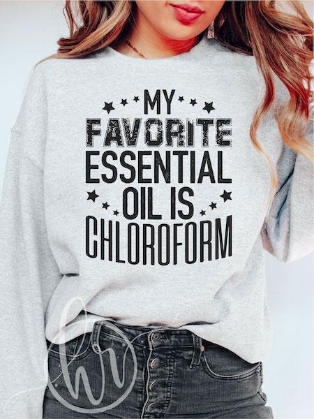 TikTok Shop My Favorite Essential Oil Is Chloroform Unisex Apparel Relaxed Fit Printed In The USA by Hippie Runner Clothing Comfortable Casual