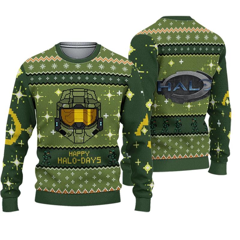 TikTok Shop Happy Halo Days Halo Ugly Christmas Sweater UG67