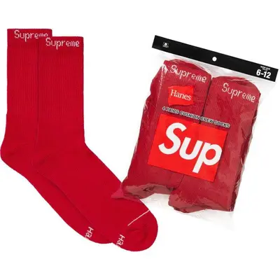 4 PAIR buying Supreme x Hanes Crew Socks