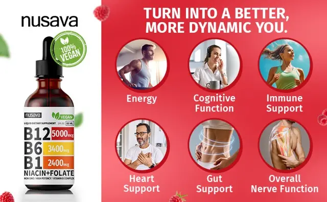 Product Introduction of Vitamin B12 Raspberry Liquid Supplement Drops with B6, B1, Niacin & Folate - Edible Support for Energy, Brain & Heart, Non-GMO & Gluten-Free, 4 Fl Oz 10