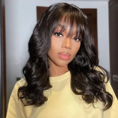 Human hair wigs with side bangs best sale