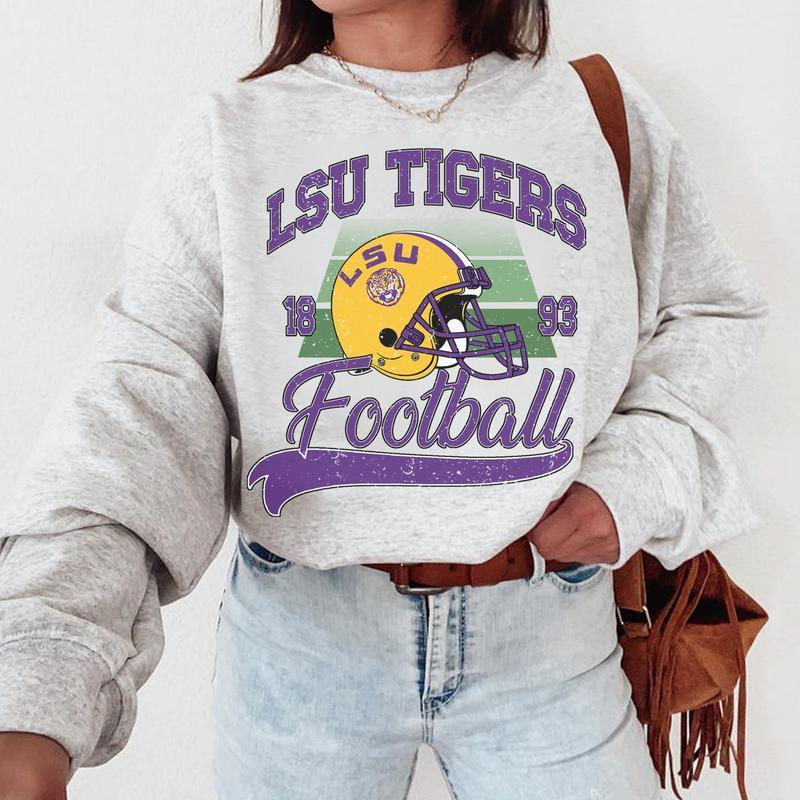 Rare!!! Vintage Louisiana State University retailer Sweatshirt short sleeve Tiger Big Logo Louisiana State University Spellout Sweater