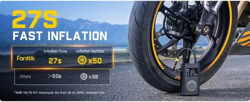 Product Introduction of Fanttik FathersDayGift X9 Pro Portable Tire Inflator 150PSI High-Pressure with Smart ON/OFF Hose Design, Lightweight 17oz Springtok, Cordless, 4+N Auto Stop Modes Pump 2