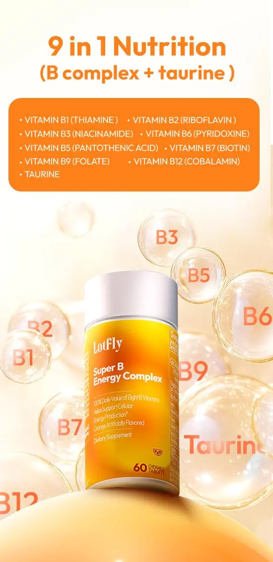 Product Introduction of 【Super Big!】LOTFLY Super B Energy Complex – 9-in-1 Advanced Nutrition with Taurine for Strength & Vitality 9