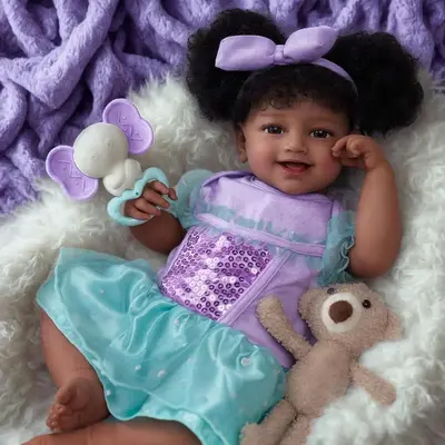 Cute black babies bargain with purple dress