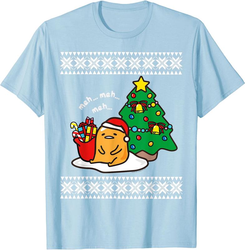 TikTok Shop Gudetama Ugly Christmas Sweater Tee T Shirt Gift Shirt Size S 3XL