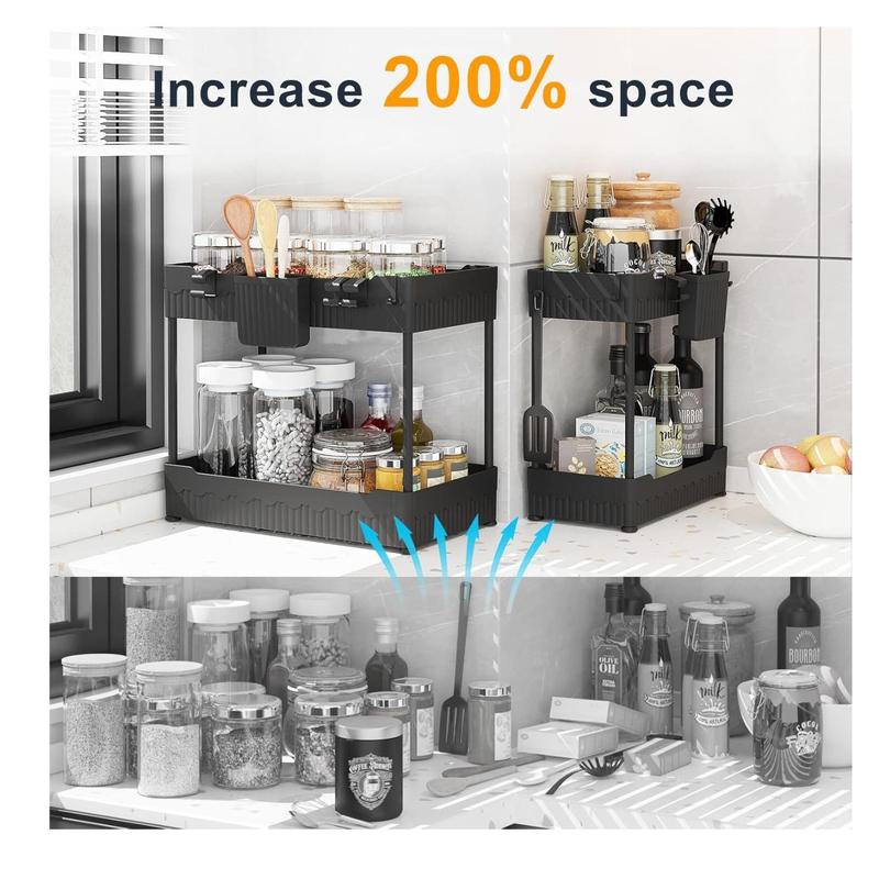 【Sturdy Support Tube】The under sink storage is made of thickened ABS