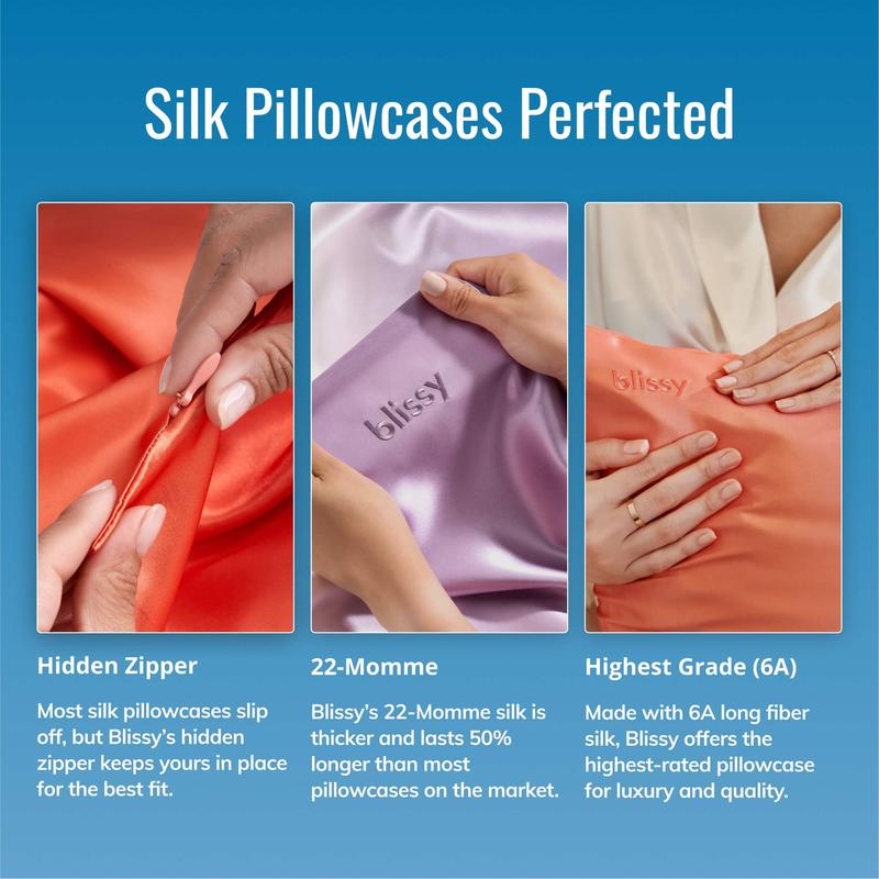 Blissy Silk Pillowcase - 100% Pure Mulberry Silk - Improve Your Hair, Skin and Health While You Sleep! - The Only Award Winning & Dermatologist Approved Silk Pillowcase 7