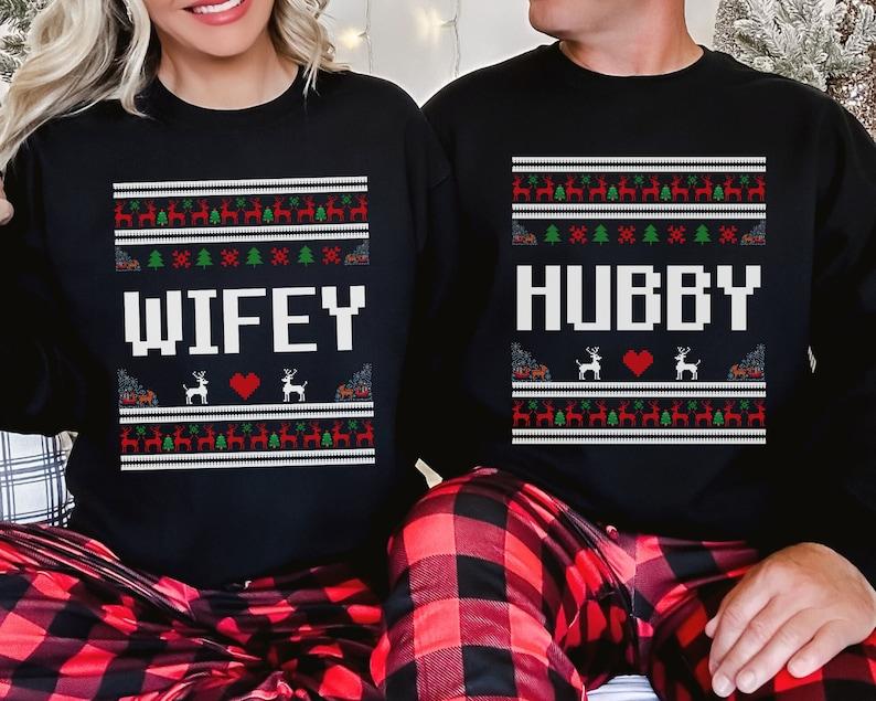 Hubby wifey fashion christmas sweaters