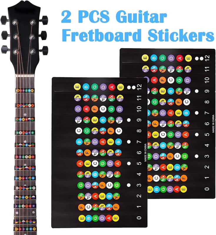 Guitar Fretboard Stickers, With Guitar Chord Chart,Color Coded Note ...