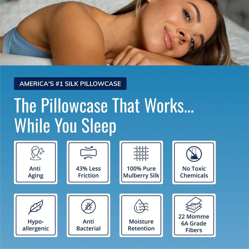 Blissy Silk Pillowcase - 100% Pure Mulberry Silk - Improve Your Hair, Skin and Health While You Sleep! - The Only Award Winning & Dermatologist Approved Silk Pillowcase 3